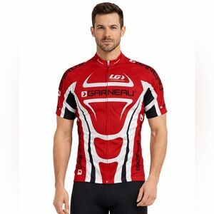 Louis Garneau Cycling Jersey Full Zip Red White Performance Bike XS